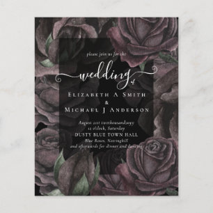 Prospectus 11,4 Cm X 14,2 Cm Gothique Noir Rose Goth Wedding Invitation