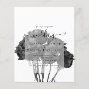 Prospectus 11,4 Cm X 14,2 Cm Gothique Noir Rose Goth Wedding Invitation