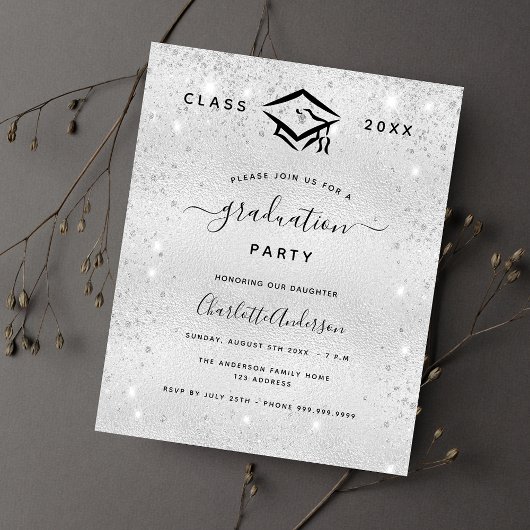 Prospectus 11,4 Cm X 14,2 Cm Graduation argent parties scintillant budget moder