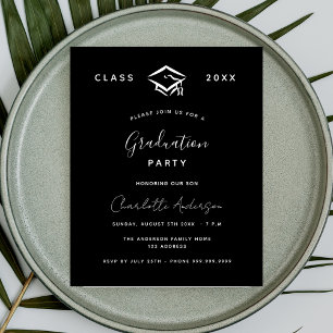 Prospectus 11,4 Cm X 14,2 Cm Graduation noir blanc invitation budgétaire 2025