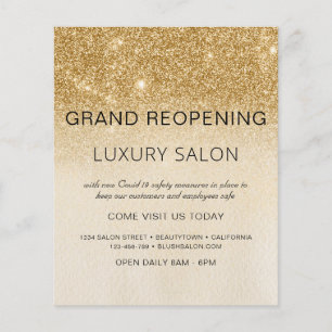 Prospectus 11,4 Cm X 14,2 Cm Grand Réouverture Gold Glam Parties scintillant Sa