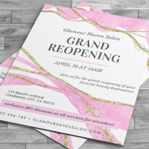 Prospectus 11,4 Cm X 14,2 Cm Grand Réouverture Parties scintillant rose Gold Sa