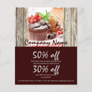 Prospectus 11,4 Cm X 14,2 Cm grange bois rustique boulangerie chocolat cupcake