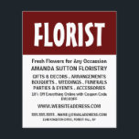 Prospectus 11,4 Cm X 14,2 Cm Gras moderne, fleuriste publicité Circulaire<br><div class="desc">Modern Bold,  Floristry Publicité Florising Flyer par The Carte de visite Store.</div>