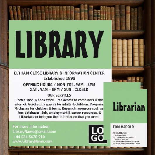 Prospectus 11,4 Cm X 14,2 Cm Gras moderne, publicité de bibliothèque