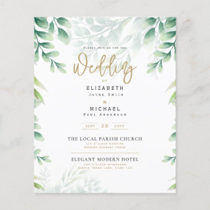 Prospectus 11,4 Cm X 14,2 Cm Green Gold PHOTO Mariage Inviter BUDGET