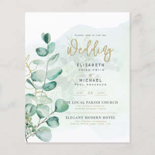 Prospectus 11,4 Cm X 14,2 Cm Green Gold PHOTO Mariage Inviter BUDGET