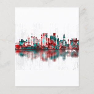 Prospectus 11,4 Cm X 14,2 Cm Hambourg Allemagne Skyline