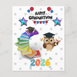Prospectus 11,4 Cm X 14,2 Cm Happy Graduation 2026 - Cute Owl & Books