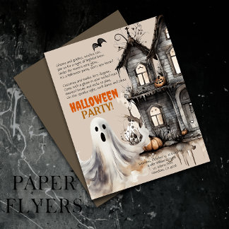Prospectus 11,4 Cm X 14,2 Cm Happy Halloween Éffrayant Ghost Party Poem Invitat