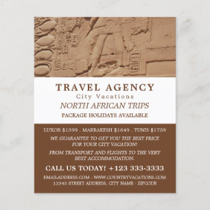 Prospectus 11,4 Cm X 14,2 Cm Hiéroglyphes égyptiens, Agence de Voyage Publicité