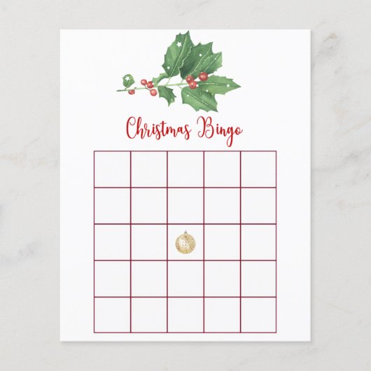 Prospectus 11,4 Cm X 14,2 Cm Holly Wreath Christmas Bingo Card (Devant)