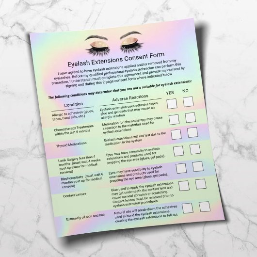 Prospectus 11,4 Cm X 14,2 Cm Holographique Eyelash Extensions Responsabilité Re