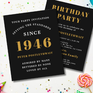 Prospectus 11,4 Cm X 14,2 Cm Invitation 80e anniversaire Budget 1946 Noir Or