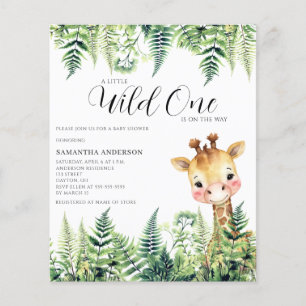 Prospectus 11,4 Cm X 14,2 Cm Invitation à la baby shower Budget Wild One Girafe