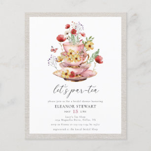 Prospectus 11,4 Cm X 14,2 Cm Invitation à la douche à thé pour Fleur sauvage bu