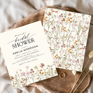 Prospectus 11,4 Cm X 14,2 Cm Invitation à la douche nuptiale Fleur sauvage Boho