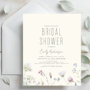 Prospectus 11,4 Cm X 14,2 Cm Invitation à la douche nuptiale Fleur sauvage Boho