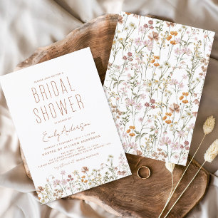 Prospectus 11,4 Cm X 14,2 Cm Invitation à la douche nuptiale Fleur sauvage Boho