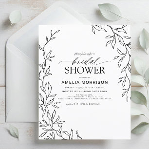 Prospectus 11,4 Cm X 14,2 Cm Invitation à la douche nuptiale noire et blanche F
