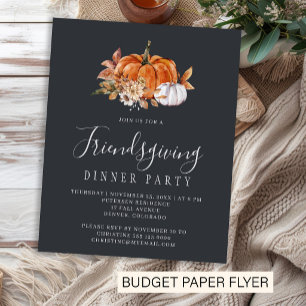 Prospectus 11,4 Cm X 14,2 Cm Invitation à un dîner de Friendsgiving rustique et