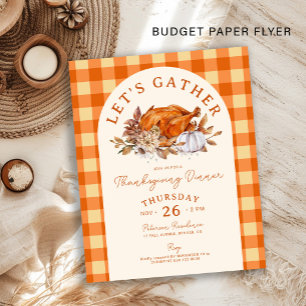 Prospectus 11,4 Cm X 14,2 Cm Invitation à un dîner de Thanksgiving rustique et