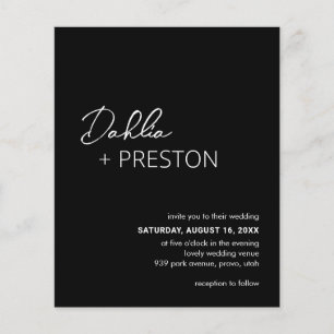 Prospectus 11,4 Cm X 14,2 Cm Invitation à un mariage budgétaire moderne noir mi
