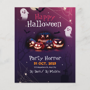 Prospectus 11,4 Cm X 14,2 Cm Invitation à une fête d'Halloween, Fête d'Horreur 