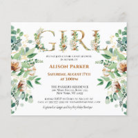 Invitation Baby Shower Fille Budget Eucalyptus Dor