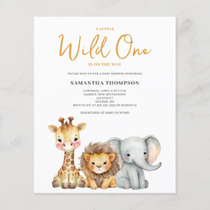 Prospectus 11,4 Cm X 14,2 Cm Invitation Baby shower Safari Wild One Budget
