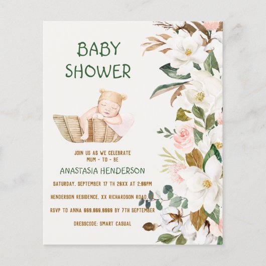Prospectus 11,4 Cm X 14,2 Cm Invitation budget/Baby shower.Circulaire (Devant)