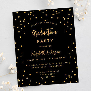 Prospectus 11,4 Cm X 14,2 Cm Invitation budget étoile noire et or pour fête de