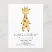 Prospectus 11,4 Cm X 14,2 Cm Invitation budgétaire, joli girafe 1er anniversair (Devant)
