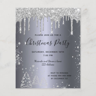 Prospectus 11,4 Cm X 14,2 Cm Invitation budgetisée pour fête de Noël avec paill