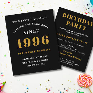 Prospectus 11,4 Cm X 14,2 Cm Invitation d'anniversaire 30 ans Budget 1996 Noir