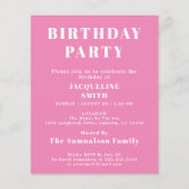 Prospectus 11,4 Cm X 14,2 Cm Invitation d'anniversaire du budget rose blanc (Dos)