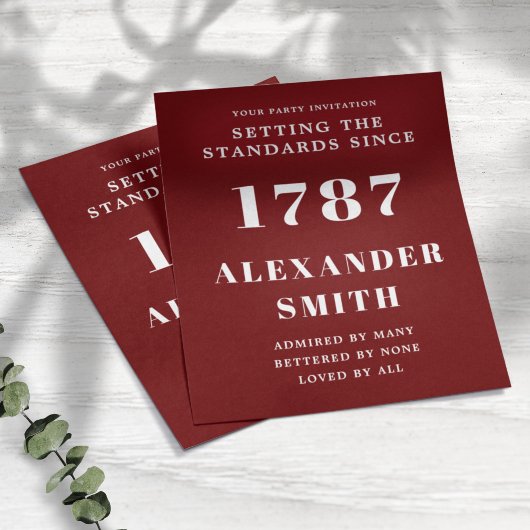 Prospectus 11,4 Cm X 14,2 Cm Invitation d'anniversaire du budget Rouge Blanc