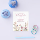 Prospectus 11,4 Cm X 14,2 Cm Invitation d'anniversaire rose budget (Simple)