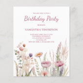 Prospectus 11,4 Cm X 14,2 Cm Invitation d'anniversaire rose budget (Devant)