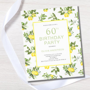 Prospectus 11,4 Cm X 14,2 Cm Invitation de 60e anniversaire au citron et au cit