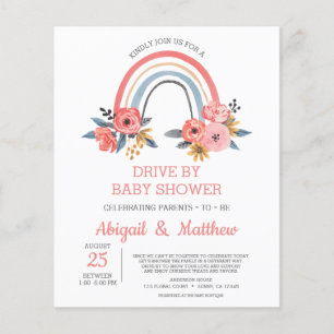 Prospectus 11,4 Cm X 14,2 Cm Invitation de Baby Shower BUDGET Rainbow Drive By