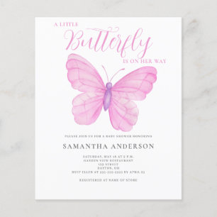Prospectus 11,4 Cm X 14,2 Cm Invitation de baby shower papillon rose à petit bu