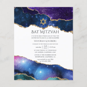 Prospectus 11,4 Cm X 14,2 Cm Invitation de Bat Mitzvah Galaxy Agate