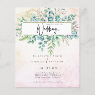 Prospectus 11,4 Cm X 14,2 Cm Invitation de budget à l'eucalyptus corail orange 