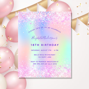 Prospectus 11,4 Cm X 14,2 Cm Invitation de budget à paillettes rose violet pour