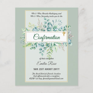 Prospectus 11,4 Cm X 14,2 Cm Invitation de confirmation de verdure moderne doub