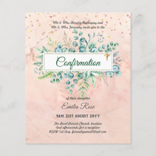 Prospectus 11,4 Cm X 14,2 Cm Invitation de confirmation de verdure moderne doub