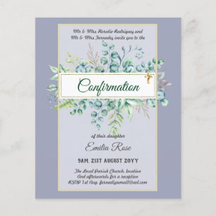Prospectus 11,4 Cm X 14,2 Cm Invitation de confirmation de verdure moderne doub