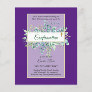 Prospectus 11,4 Cm X 14,2 Cm Invitation de confirmation de verdure moderne rect