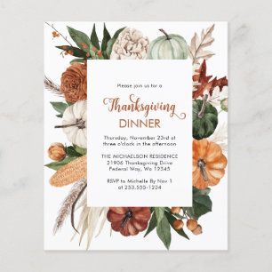 Prospectus 11,4 Cm X 14,2 Cm Invitation de dîner Rustique de Thanksgiving Brown